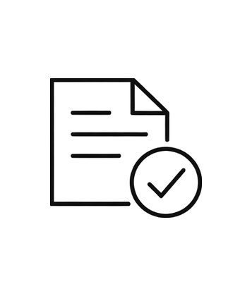 Icono de documento con check que representa control y acompañamiento durante la venta.