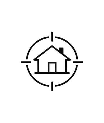 Icono de vivienda con diana que representa vender con mejor criterio.